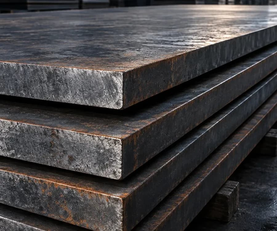 Close-up of steel plate edges
