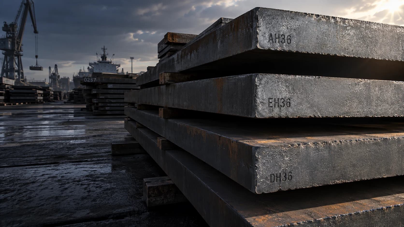 Steel plate ends showing stamped material grade markings